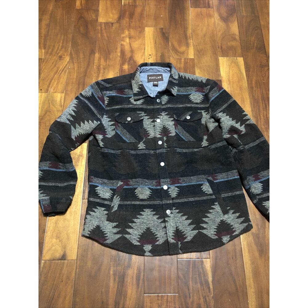 Pintlar Shirt Jacket Mens 2XL Gray Aztec Lined Flannel Heavyweight Work